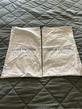 Louis Vuitton Beige Drawstring Dust Bag Duo with Black Logo 2 for 50